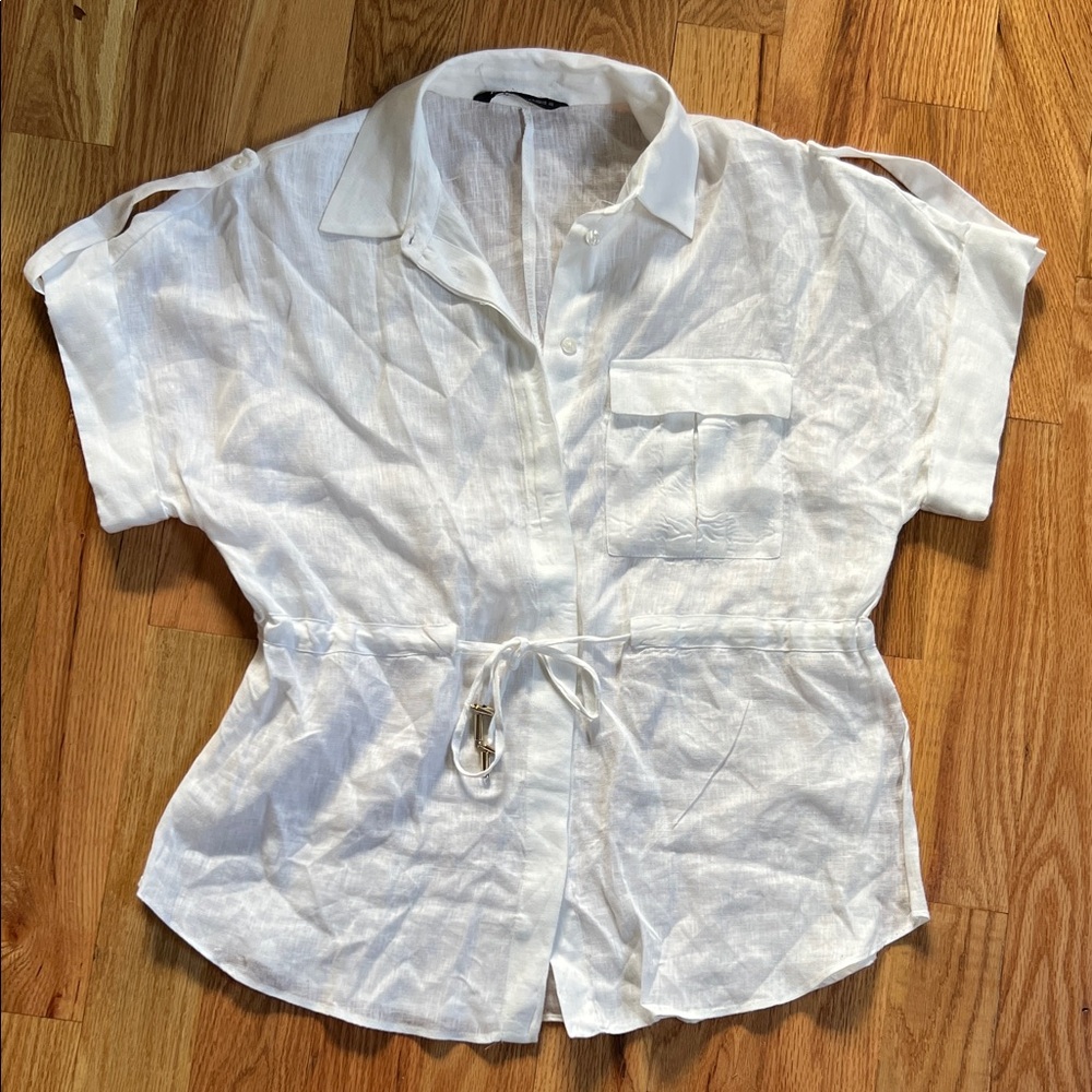 White ZARA Women's Button-Up Top